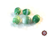 150 Perle in Vetro ovale effetto marmo 10 x 8 mm - Verde Acqua