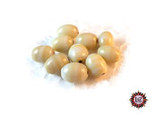 150 Perle in Vetro ovale effetto marmo 10 x 8 mm - Giallo Crema