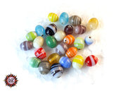 150 Perle in Vetro ovale effetto marmo 10 x 8 mm - Mix