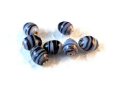 150 Perle in Vetro ovale effetto marmo 10 x 8 mm - Nero