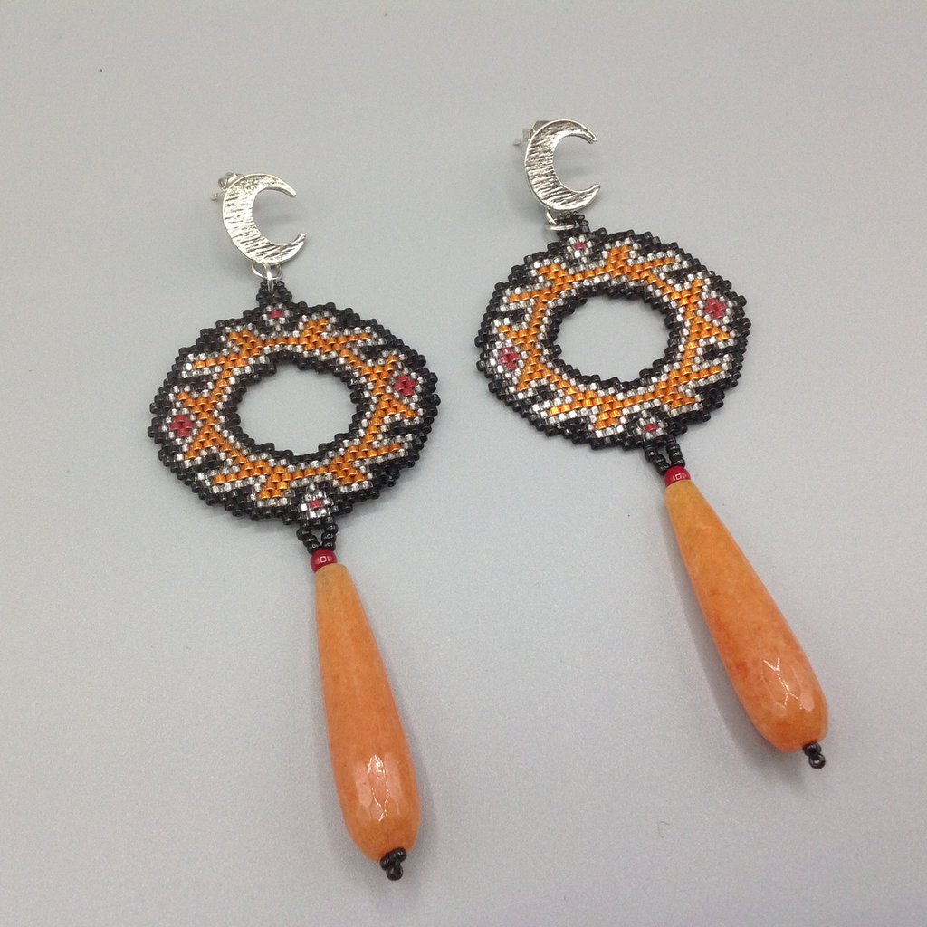 Orecchini In Vetro Ceco, Perle Di Vetro E Argento Sterling - Foto 8