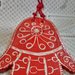  Ciondolo esoterico d iceramica mano di Fatima manufatta con  motivo graffito bianco fondo rosso