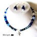                                               Collana e orecchini con perle e cristalli blu
