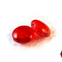 20 Perle in Vetro Rosso 20 x 9 mm  tonda Piatta con foglia di argento