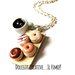 Collana Vassoio con donuts - ciambelle al cioccolato, krapfen e tazza di caffè - cioccolata - handmade kawaii
