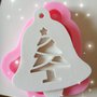 stampo silicone campana con albero di natale per gessetti fimo resina natale decorazioni natalizie