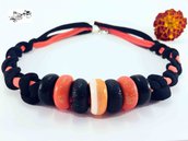 Collana nero-arancio con paste polimeriche