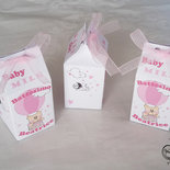 Portaconfetti milk box le baby milk baby girl orsetto in mongolfiera bimba