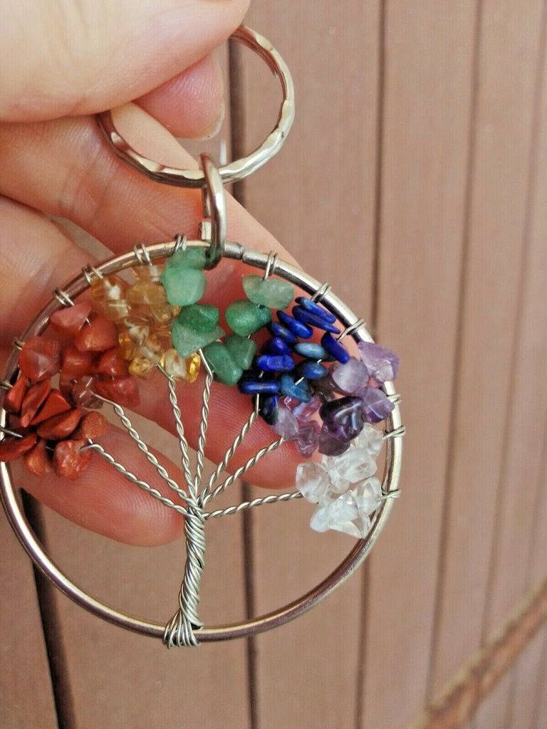 Collana Ciondolo Albero Della Vita Cuore Con Pietre Naturali E 7 Chakra – Guarigione