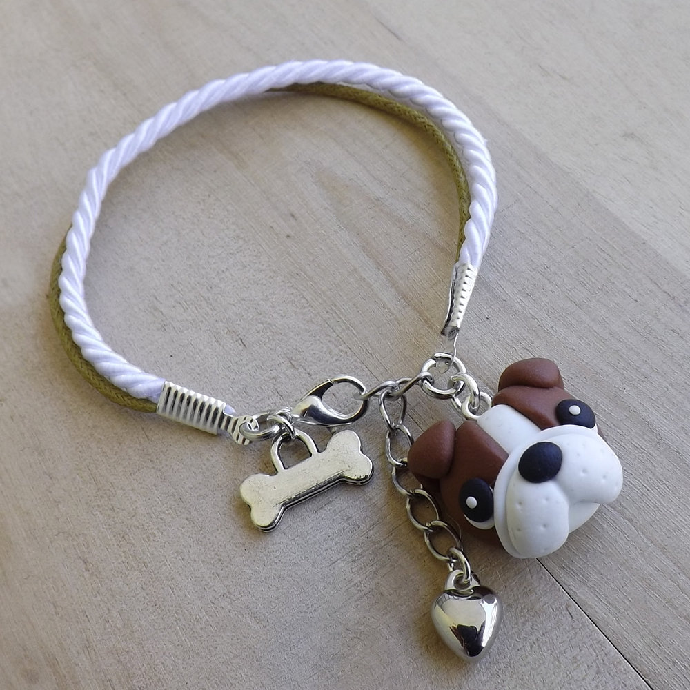 Ciondoli in argento sterling 925 con perline Bulldog ciondola