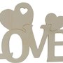 Love scritta in legno con cuori Fai da te cm L 24 x 18 h spessore 8 mm