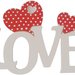 Love scritta in legno con cuori Fai da te cm L 24 x 18 h spessore 8 mm (bianco con cuore rosso)