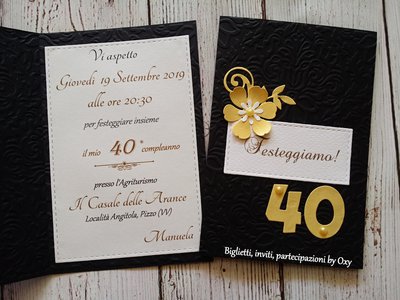 Invito / Compleanno / Anniversario / 40 anni / elegante / oro - Fes