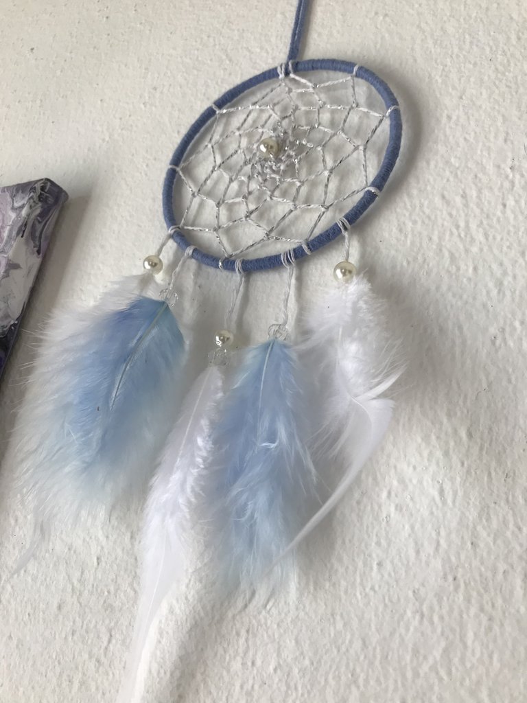 LIZHOUMIL acchiappasogni, fatti a mano, con piume bianche, in pizzo, per bambini, ragazze, camera da letto, decorazione da parete (diametro 20,1 cm di lunghezza 59,9 cm) bianco MS0153
