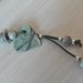 collana con cuore e sfere in cearmica raku verdi con elementi metallici e cordoncino in alcantara