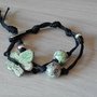 Bracciale con foglia di edera e sfere in ceramica raku