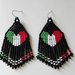 Orecchini frangia lunghi pendenti con perline fatti a mano - cuore bandiera italiana