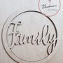 Fuori porta in legno personalizzabile o  decorazione muro a forma di cerchio con scritta famiglia