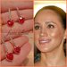 Orecchini Meghan Markle oro cuore rosso rubino brillantini regalo principessa duchessa
