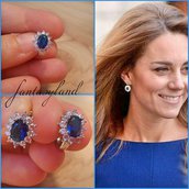 Orecchini kate Middleton principessa duchessa brillantini blu zaffiro regalo cristallo diana