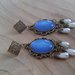 Orecchini chandelier anna bolena regina Tudors rinascimento vintage regalo blu cabochon 