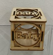 Bomboniera portaconfetti in legno per nascita con scritta baby