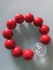 Bracciale elastico con perle rosse 