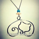 Collana Gatto Con Pietra Di Luna - Ciondolo Elegante Per Amanti Degli Animali