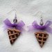 Orecchini pendenti in Fimo con crostatine al cioccolato e fiocco