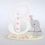 Cake topper lettera Iniziale Nome in legno con elefantino personalizzabile