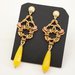 orecchini a perno tessitura di perline pendenti lunghi pietra dura giada gialla 