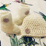 Stivaletti  e cappellino, scarpette e berretto,   crochet neonato bebè  lana 