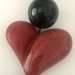 Collana girocollo con perle nere e bellissimo cuore rosso  