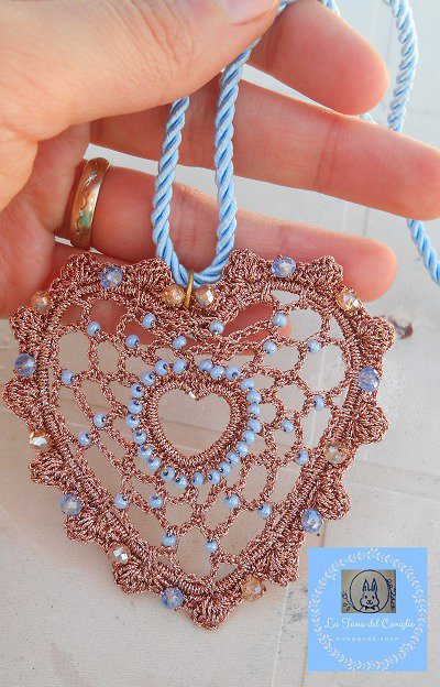 Ciondolo Cuore Cristallo Di Rocca Oro Bianco E Giallo E Brillanti - Foto 8