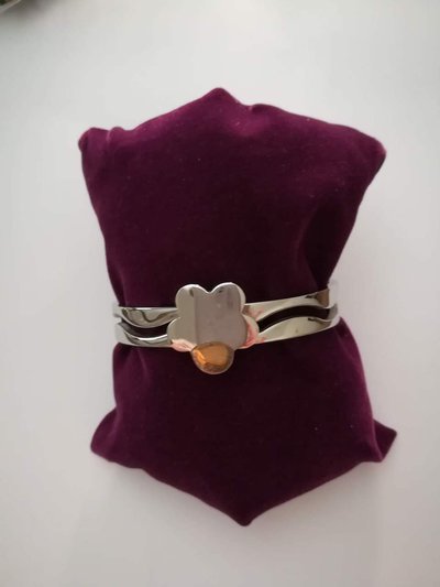 BRACCIALE RIGIDO ACCIAIO E ORO BRACCIALE RIGIDO ACCIAIO E ORO