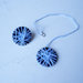 collana con ciondolo ed anello di cotone  azzurro e nastro blu (n°603)