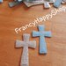 Coriandoli decorazioni bambino ragazzo battesimo prima comunione,decorazioni per la tavola baby-shower nascita bimbo azzurro e argento,addobbi festa location fatto a mano personalizzato,crocifisso coriandoli,cresima