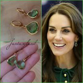 Orecchini pendenti kate Middleton principessa duchessa goccia verde cristallo oro regalo 