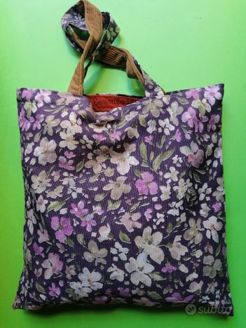 borsa shopper in stoffa fiorita, artigianale, bennibag Violetta borsa shopper in stoffa fiorita, artigianale, bennibag Violetta