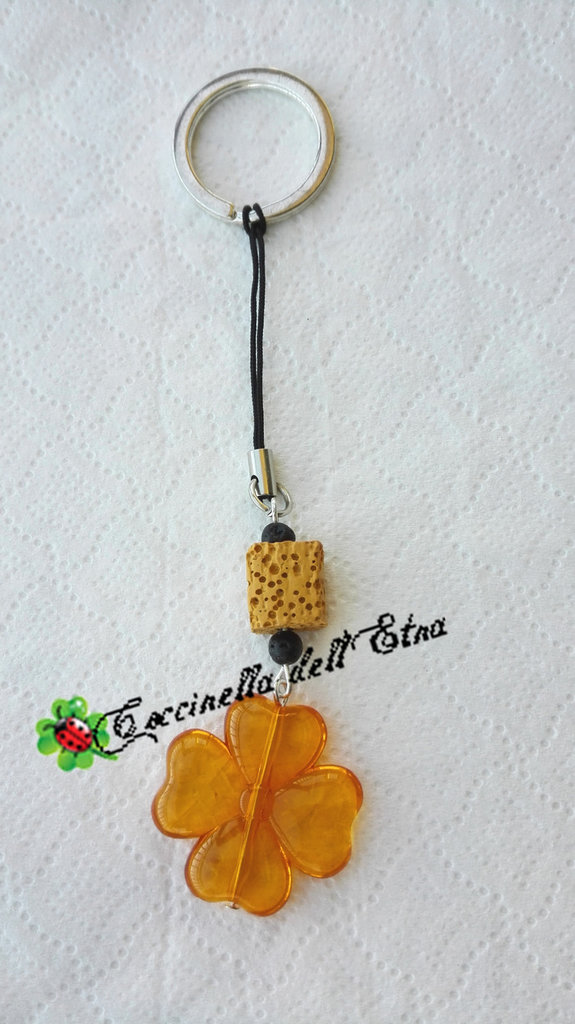 Portachiavi Portafortuna Con Quadrifoglio E Coccinella - Ciondolo In Argento E Oro Rosa Per Zaino, Borsa O Auto - Regalo Di Auguri Per Esami, Laurea O Guarigione