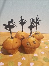12 Ballerina cupcake toppers decorazioni per la tavola festa di compleanno bambina addobbi nascita battesimo comunione cresima,tema ballerina,balletto,stecconi,bastoncini,tutù,scarpette
