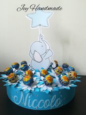 Torta chupa chups lecca lecca decorazione compleanno festa evento elefante elefantino gadget polistirolo