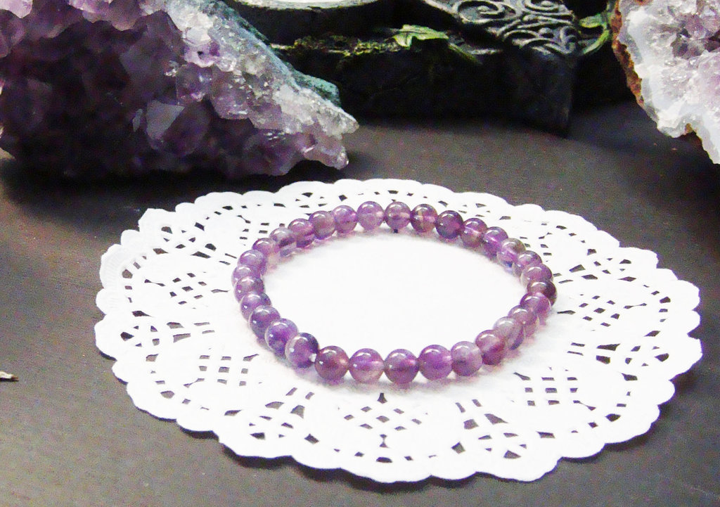Bracciale In Ametista Naturale - Perle Da 6, 8 O 10 Mm - Pietra Vera Qualità AA/AAA Per Meditazione E Relax - Regalo Benessere