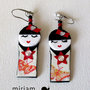                                                Orecchini decoupage con bambole kokeshi