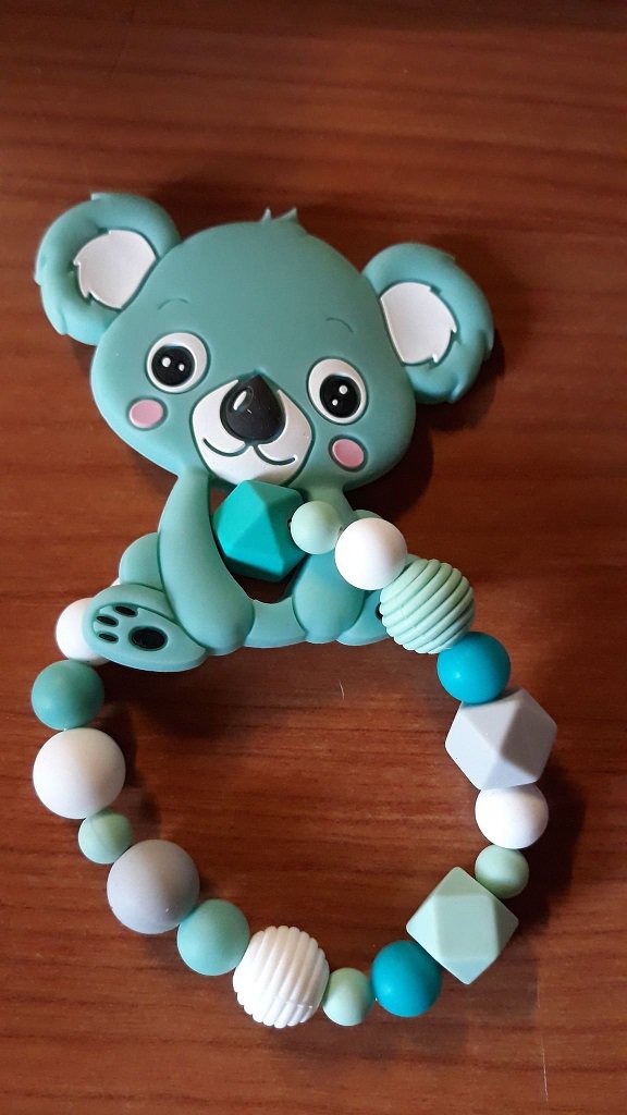 catenella portaciuccio massaggiagengive silicone baby braccialetto koala
