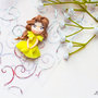 ciondolo bambolina in fimo, kawaii, idee regalo, Polymerclay dolls, bomboniere comunione, bomboniere fimo, statuina fimo,