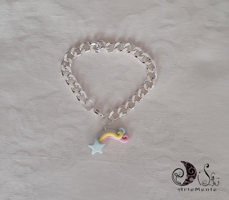 Smargo Set 2 Bracciali Amicizia Con Ciondoli Arcobaleno: Regalo Per Migliore Amica, Acciaio Inox, Incisione Best Friends Forever