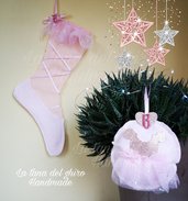Set natalizio calza e addobbo per l'albero tema ballerina. 