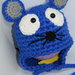 Cappellino neonato topino realizzato uncinetto lana baby blu