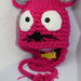 Cappellino neonato topino realizzato uncinetto morbida lana baby rosa fucsia
